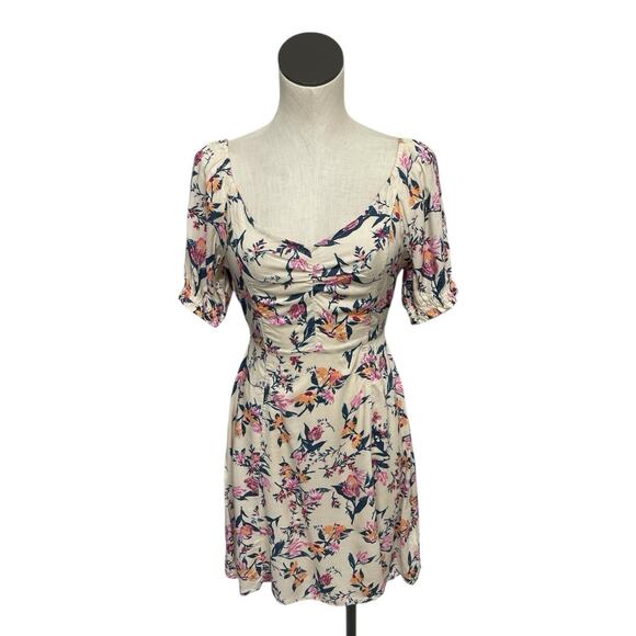 NWT ROXY Shimmy Shake Floral Mini Dress Women's Size Large Tropical Feminine - Picture 1 of 12